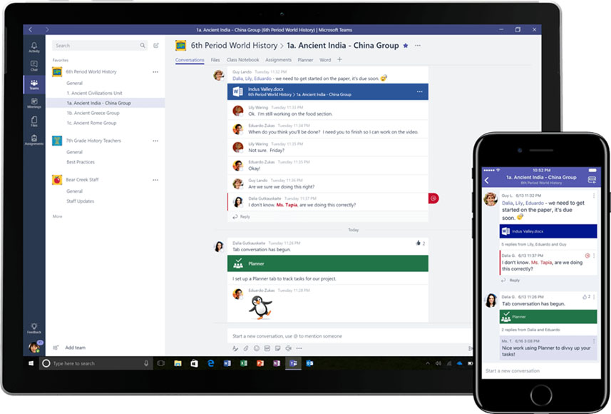 Screenshot Of Microsoft Teams Showcasing Its Capability To Serve As A Modern Intranet Platform With Access On Both Desktop And Mobile. It Highlights The '6Th Period World History' Team's Content And Discussions, Emphasizing The Tool's Ability To Centralize Communication, Share Files, And Manage Assignments. The Seamless Device Integration Supports A Dynamic Workforce By Enabling Continuous Collaboration And Resource Access.