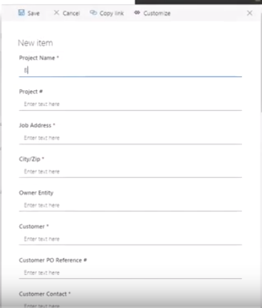 New SharePoint Project form