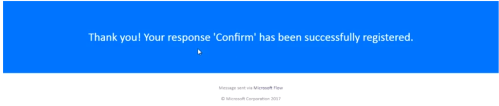 SharePoint Confirmation Message New Project