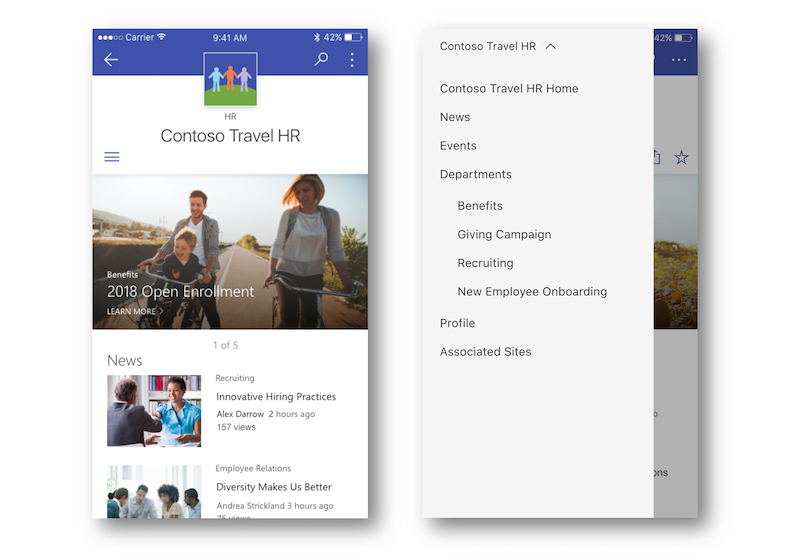 SharePoint Hub Sites on Mobile