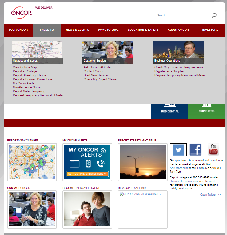 Oncor Website Before Image | Hingepoint