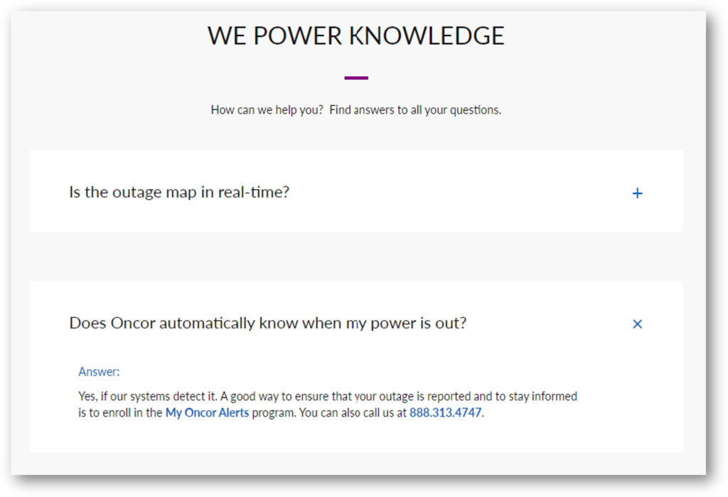 Custom Faqs Oncor | Hingepoint