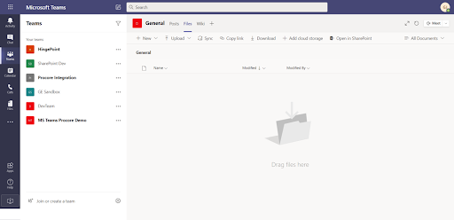 A Screenshot Of The Microsoft Teams Dashboard, Where Employees Are Able To Track Instant Messaging, Emails, Calendars, Projects And More.